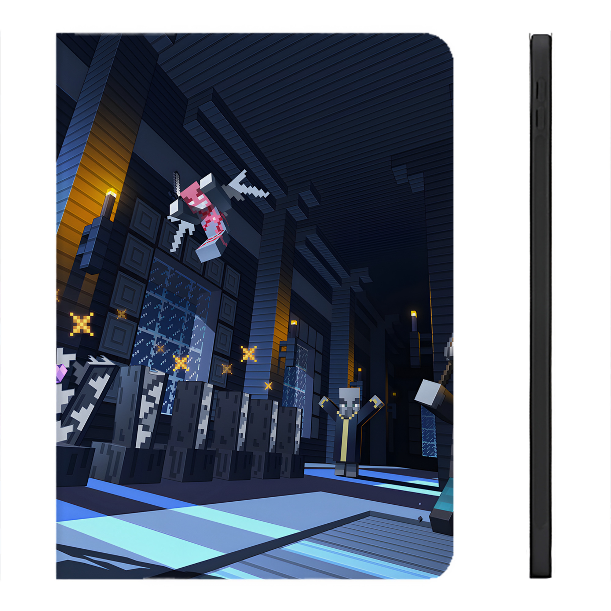 （画像用） マインクラフト ブロックの世界 Minecraft MC Block world IPadケース ペンホルダー付き ブックスタイルデザイン